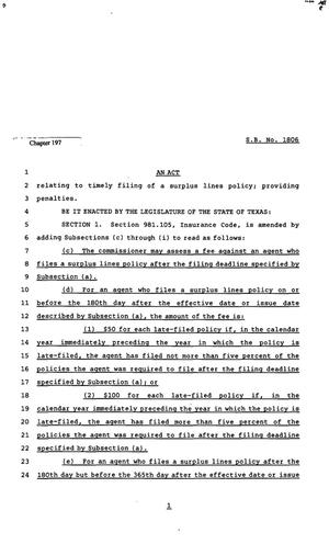 82nd Texas Legislature, Regular Session, Senate Bill 1806, Chapter 197