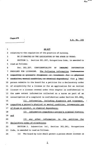 82nd Texas Legislature, Regular Session, Senate Bill 193, Chapter 878
