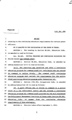 82nd Texas Legislature, Regular Session, Senate Bill 244, Chapter 602