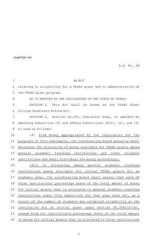 82nd Texas Legislature, Regular Session, Senate Bill 28