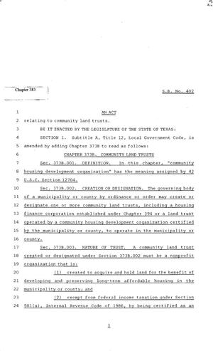 82nd Texas Legislature, Regular Session, Senate Bill SB402, Chapter 383