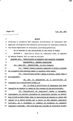 82nd Texas Legislature, Regular Session, Senate Bill SB425, Chapter 1212