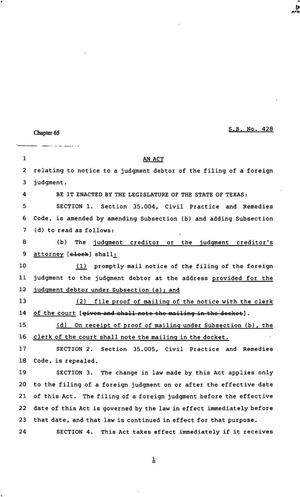 82nd Texas Legislature, Regular Session, Senate Bill SB428, Chapter 65