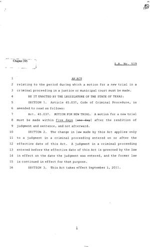 82nd Texas Legislature, Regular Session, Senate Bill 519, Chapter 395