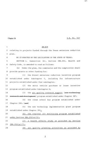 82nd Texas Legislature, Regular Session, Senate Bill 527, Chapter 28