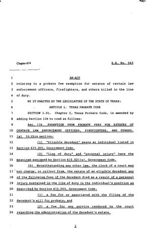 82nd Texas Legislature, Regular Session, Senate Bill 543, Chapter 614