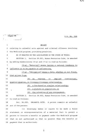 82nd Texas Legislature, Regular Session, Senate Bill 544, Chapter 398