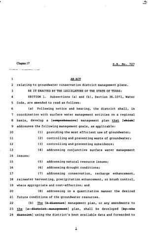 82nd Texas Legislature, Regular Session, Senate Bill 727, Chapter 17