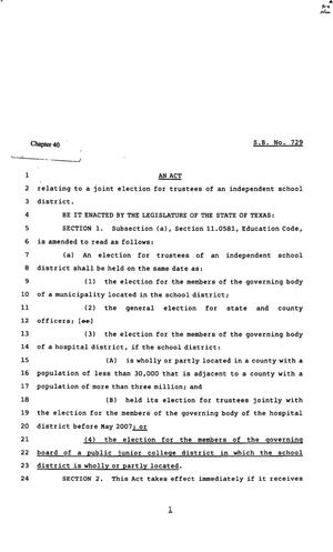 82nd Texas Legislature, Regular Session, Senate Bill 729, Chapter 40