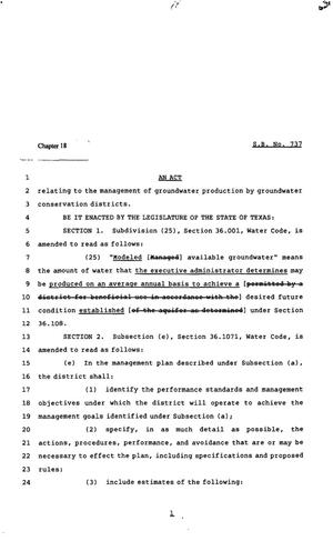 82nd Texas Legislature, Regular Session, Senate Bill 737, Chapter 18
