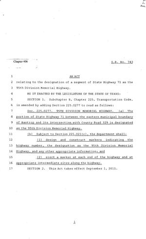 82nd Texas Legislature, Regular Session, Senate Bill 743, Chapter 406
