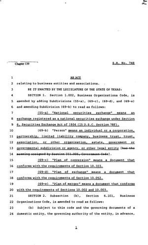 82nd Texas Legislature, Regular Session, Senate Bill 748, Chapter 139