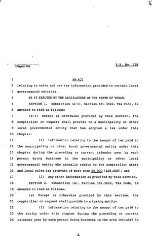 82nd Texas Legislature, Regular Session, Senate Bill 758, Chapter 140