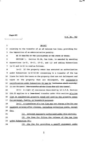 82nd Texas Legislature, Regular Session, Senate Bill 762, Chapter 622