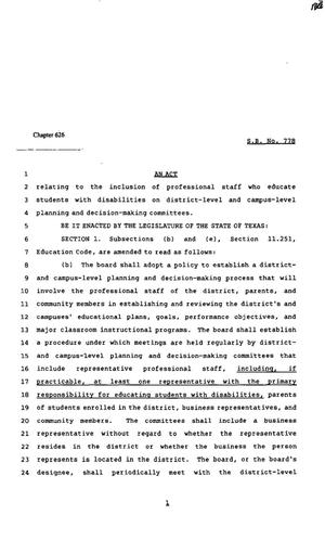 82nd Texas Legislature, Regular Session, Senate Bill 778, Chapter 626