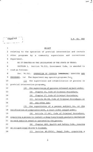 82nd Texas Legisture, Regular Session, Senate Bill 880, Chapter 419