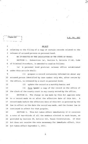 82nd Texas Legislature, Regular Session, Senate Bill 882, Chapter 420