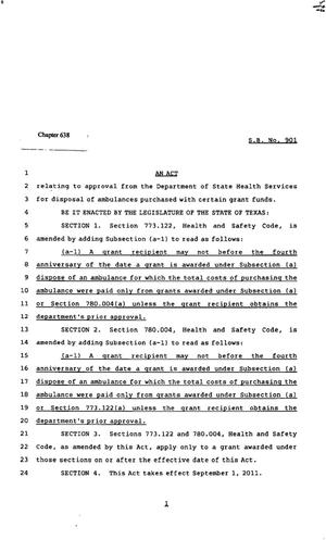 82nd Texas Legislature, Regular Session, Senate Bill 901, Chapter 638