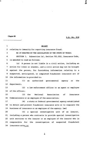 82nd Texas Legislature, Regular Session, Senate Bill 918, Chapter 88