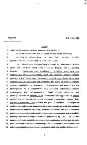 82nd Texas Legislature, Regular Session, Senate Bill 980, Chapter 98