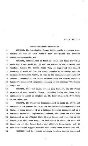 82nd Texas Legislature, Regular Session, House Concurrent Resolution 115