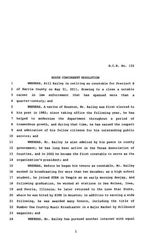 82nd Texas Legislature, Regular Session, House Concurrent Resolution 135