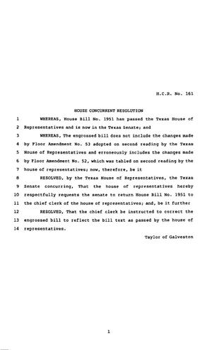 82nd Texas Legislature, Regular Session, House Concurrent Resolution 161