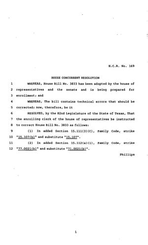 82nd Texas Legislature, Regular Session, House Concurrent Resolution 169