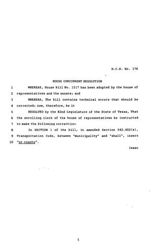 82nd Texas Legislature, Regular Session, House Concurrent Resolution 176