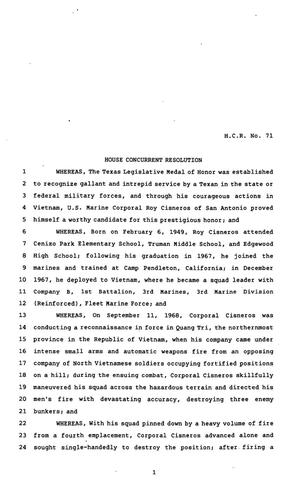 82nd Texas Legislature, Regular Session, House Concurrent Resolution 71