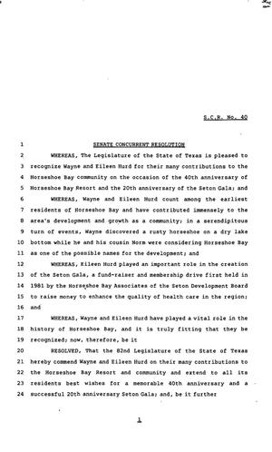 82nd Texas Legislature, Regular Session, Senate Concurrent Resolution 40