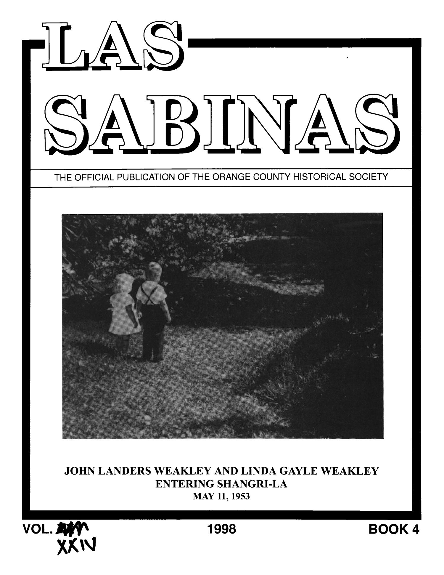 Las Sabinas, Volume 24, Number 4, October 1998
                                                
                                                    Front Cover
                                                