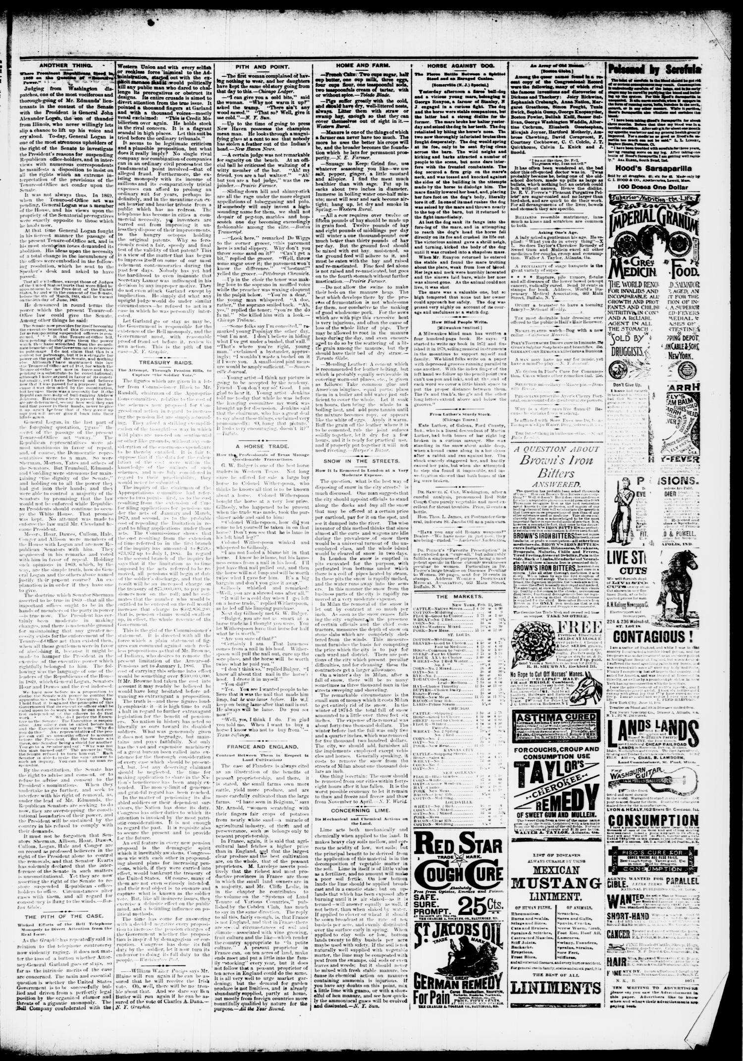 The Taylor County News. (Abilene, Tex.), Vol. 1, No. 50, Ed. 1 Friday, February 26, 1886
                                                
                                                    [Sequence #]: 3 of 8
                                                
