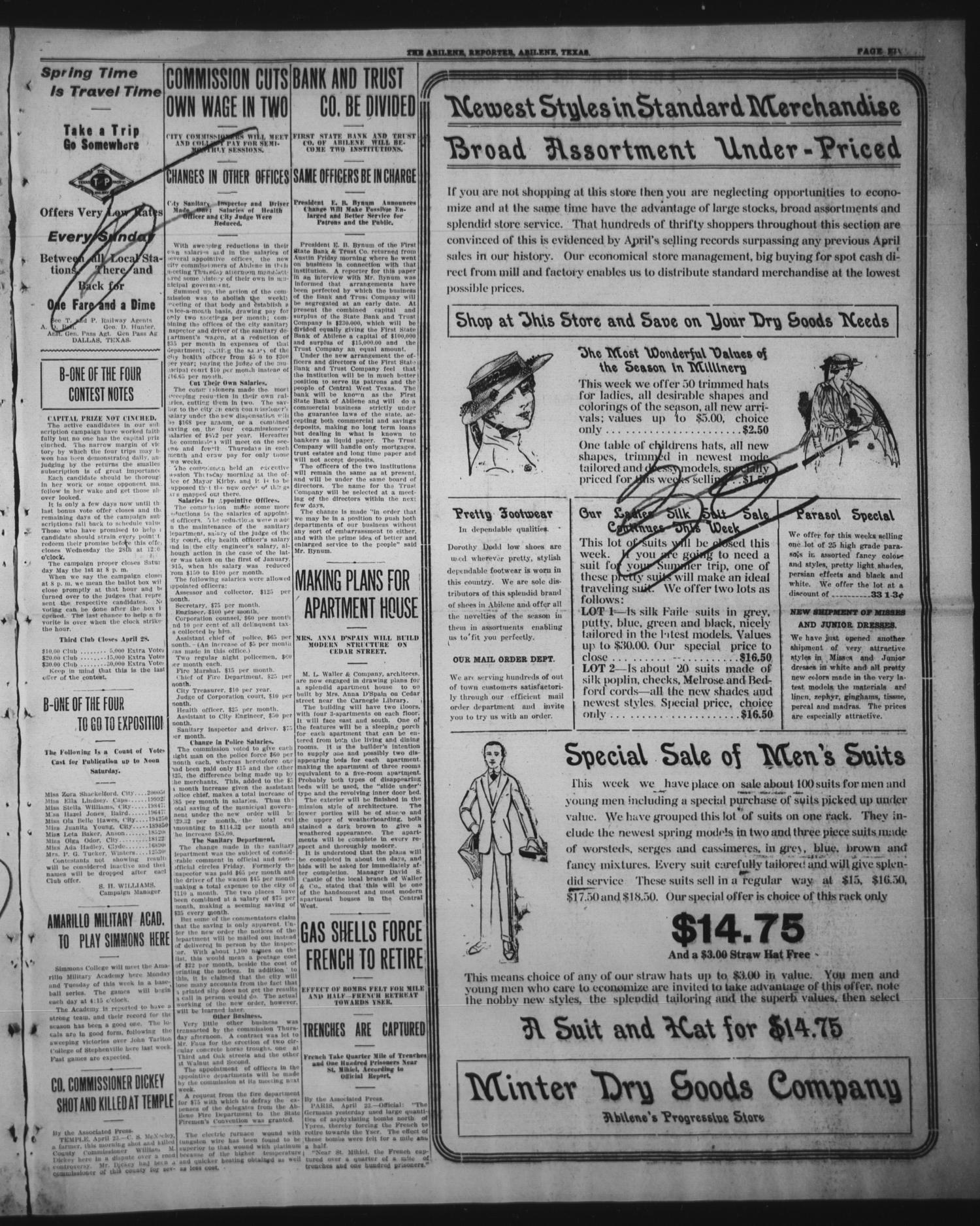 The Abilene Semi-Weekly Reporter (Abilene, Tex.), Vol. 33, No. 32, Ed. 1 Tuesday, April 27, 1915
                                                
                                                    [Sequence #]: 5 of 6
                                                
