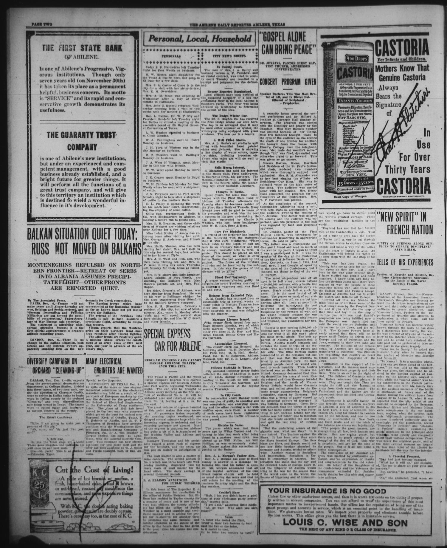 The Abilene Semi-Weekly Reporter (Abilene, Tex.), Vol. 23, No. 97, Ed. 1 Friday, December 10, 1915
                                                
                                                    [Sequence #]: 2 of 8
                                                