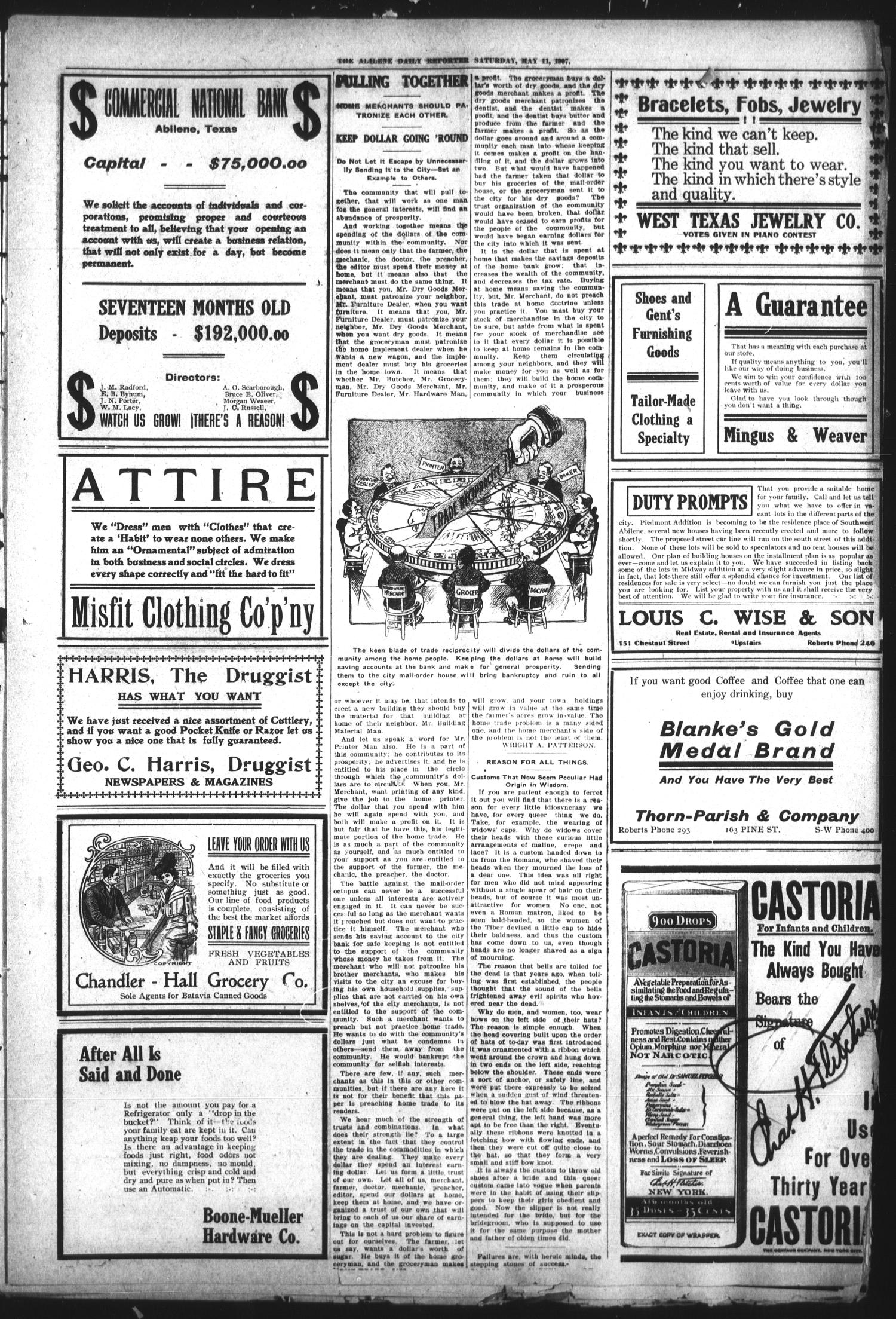 Abilene Daily Reporter (Abilene, Tex.), Vol. 11, No. 262, Ed. 1 Saturday, May 11, 1907
                                                
                                                    [Sequence #]: 3 of 8
                                                