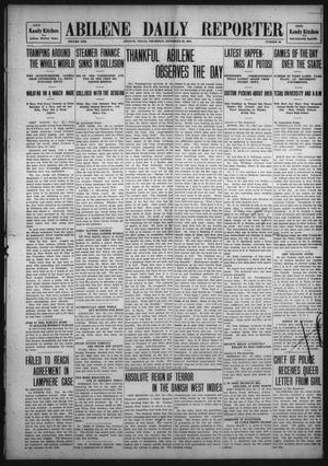 Primary view of object titled 'Abilene Daily Reporter (Abilene, Tex.), Vol. 13, No. 82, Ed. 1 Thursday, November 26, 1908'.