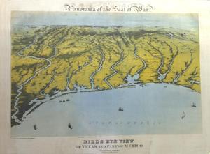 "Panorama of the Seat of War:  Birds Eye View of Texas and Part of Mexico"