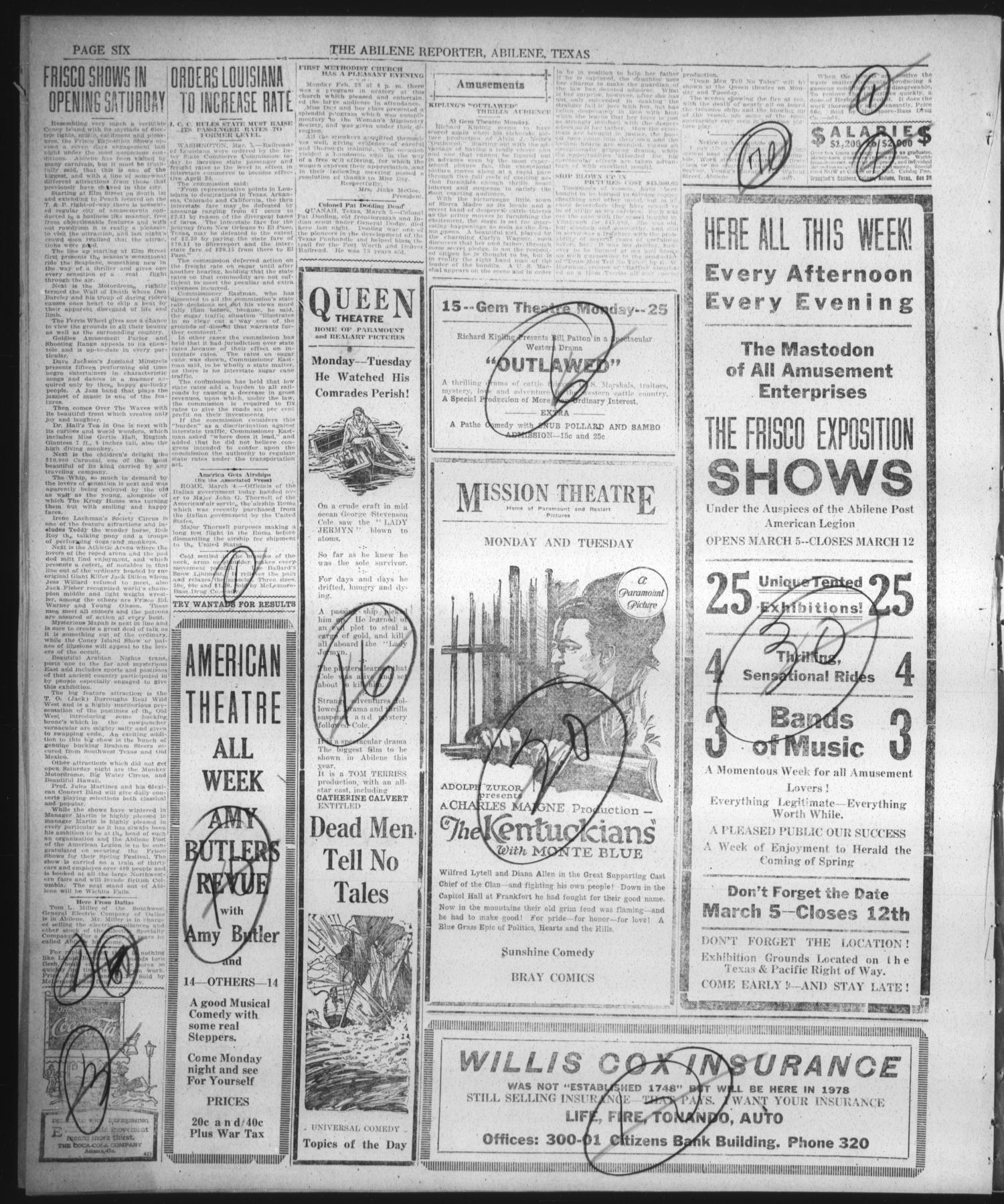 The Abilene Daily Reporter (Abilene, Tex.), Vol. 34, No. 87, Ed. 1 Sunday, March 6, 1921
                                                
                                                    [Sequence #]: 6 of 20
                                                