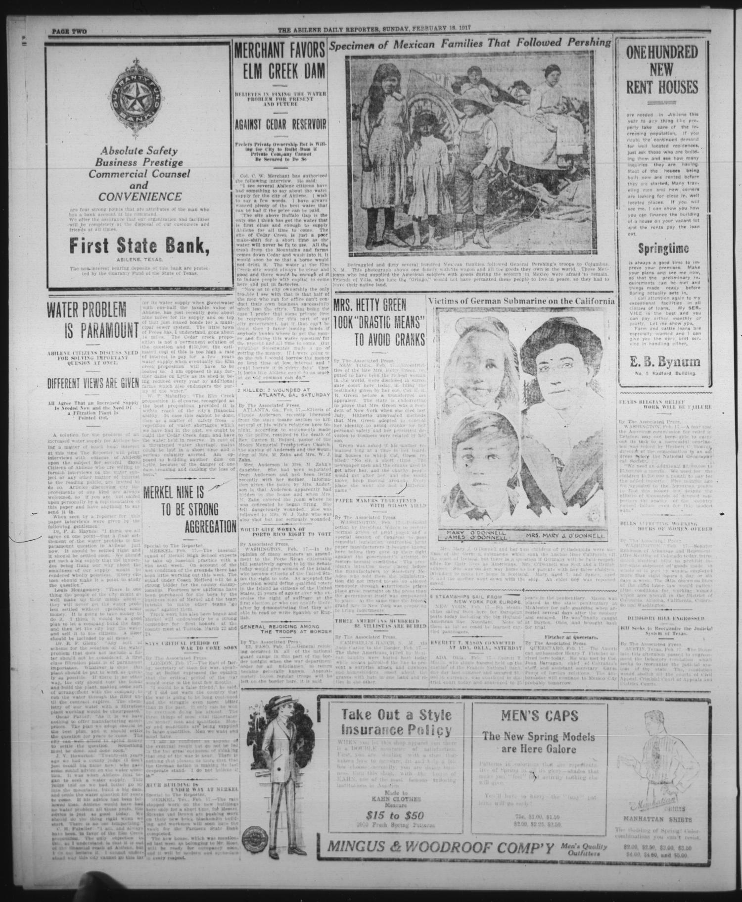 The Abilene Daily Reporter (Abilene, Tex.), Vol. 20, No. 292, Ed. 1 Sunday, February 18, 1917
                                                
                                                    [Sequence #]: 2 of 18
                                                