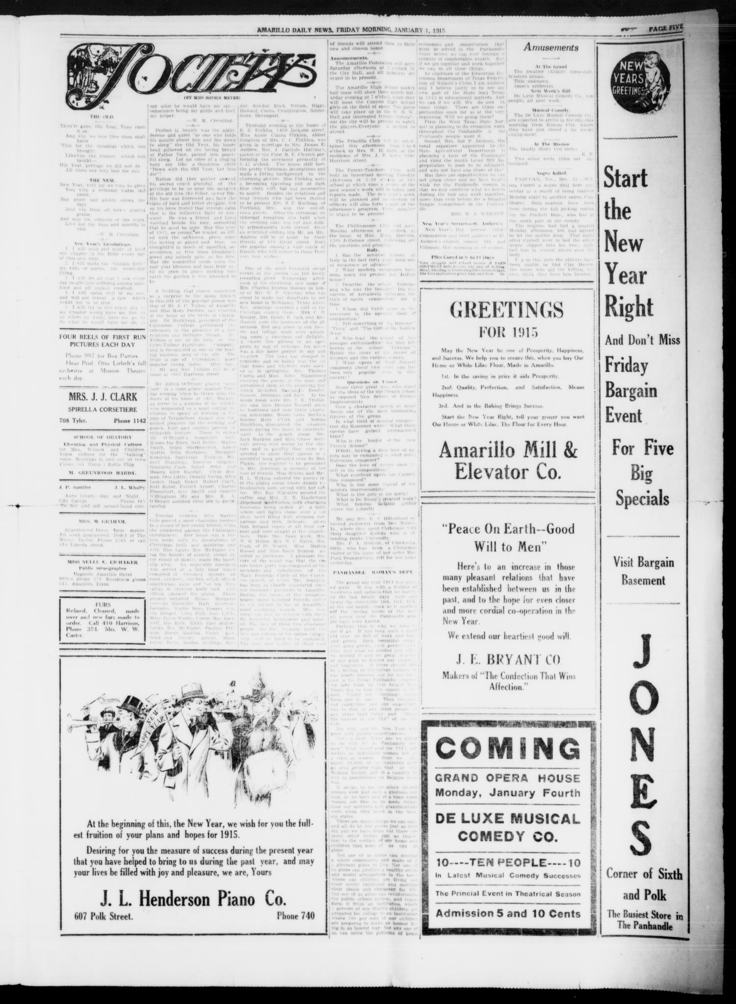 Amarillo Daily News (Amarillo, Tex.), Vol. 6, No. 51, Ed. 1 Friday, January 1, 1915
                                                
                                                    [Sequence #]: 5 of 8
                                                