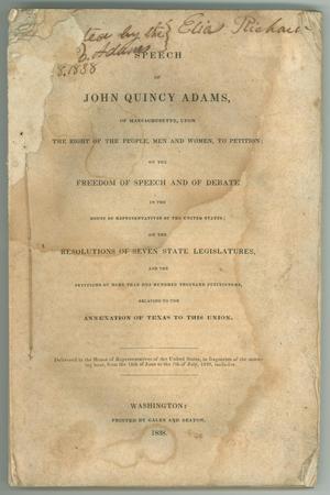 [Speech of John Quincy Adams . . . Relating to the Annexation of Texas]