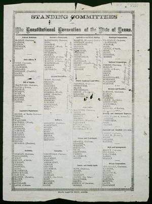 "Standing Committees of the Constitutional Convention of the State of Texas" (1875)