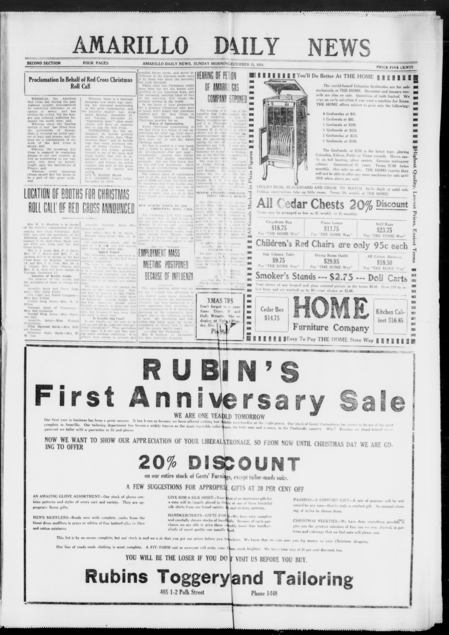 Amarillo Daily News (Amarillo, Tex.), Vol. 10, No. 37, Ed. 1 Sunday, December 15, 1918
                                                
                                                    [Sequence #]: 5 of 10
                                                