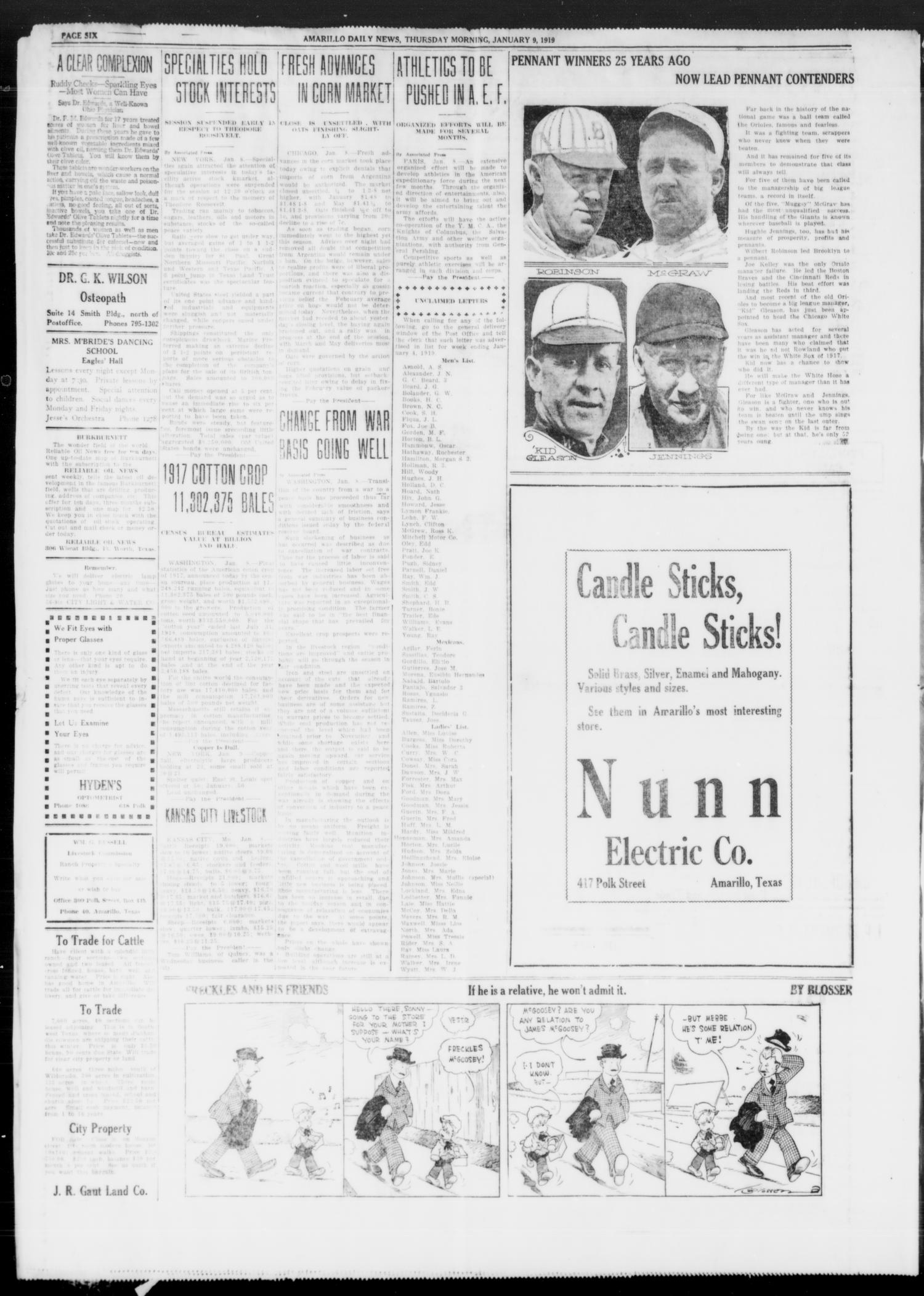 Amarillo Daily News (Amarillo, Tex.), Vol. 10, No. 58, Ed. 1 Thursday, January 9, 1919
                                                
                                                    [Sequence #]: 6 of 8
                                                