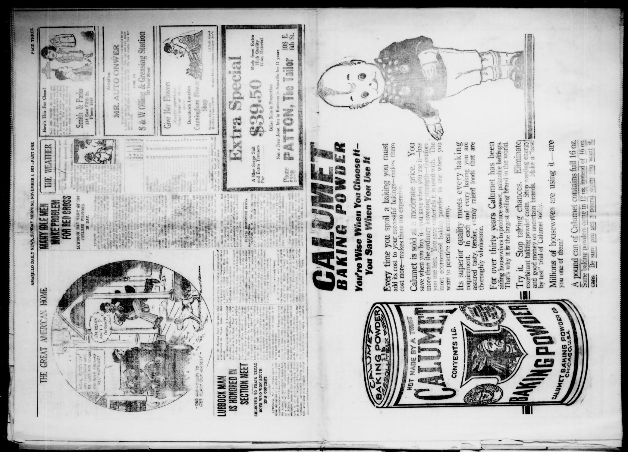 Amarillo Daily News (Amarillo, Tex.), Ed. 1 Sunday, November 6, 1921
                                                
                                                    [Sequence #]: 1 of 20
                                                
