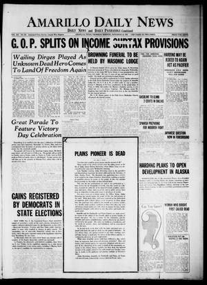 Amarillo Daily News (Amarillo, Tex.), Vol. 12, No. 265, Ed. 1 Thursday, November 10, 1921