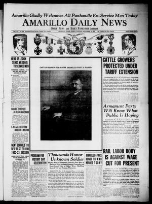 Primary view of object titled 'Amarillo Daily News (Amarillo, Tex.), Vol. 12, No. 266, Ed. 1 Friday, November 11, 1921'.