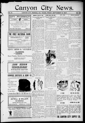 Canyon City News. (Canyon City, Tex.), Vol. 11, No. 25, Ed. 1 Friday, September 13, 1907