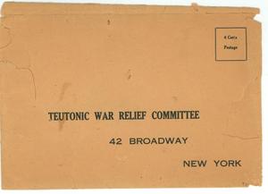[Envelope for the Teutonic War Relief Committee]